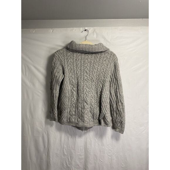 Aran Mor Ireland Cable Knit Fisherman Merino Wool Cardigan Sweater Gray Sz Small - Picture 2 of 3